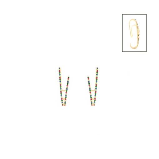 Ear hook cravejado em zircônias