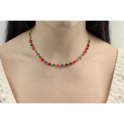 Choker com lapidação diversas em zirconias