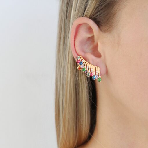 Brinco Ear Cuff adornado em zircônias