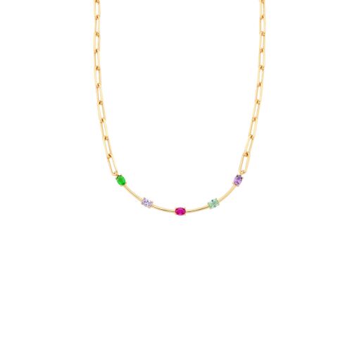 Choker moderna em elo com zircônias ovais