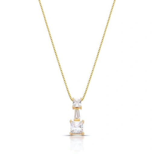 Gargantilha em zircônias, elegante e moderna.