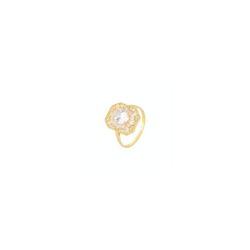 Anel EM FORMA OCTAGONAL COM ZIRCÔNIAS CRAVEJADAS
