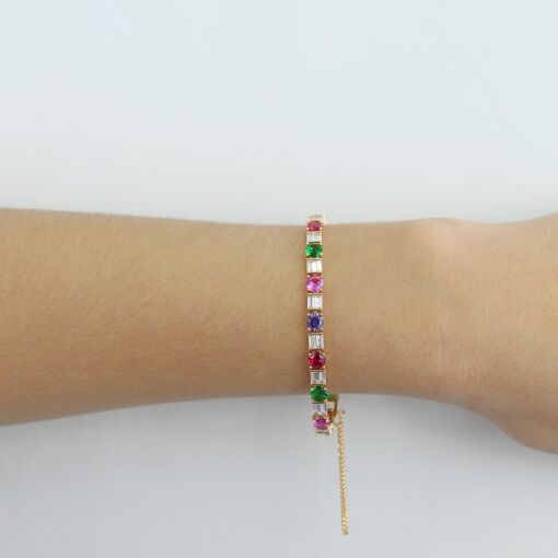 Pulseira inspiração em zircônias baguetes