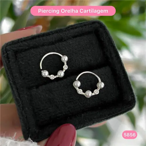 Cy5856 - Piercing Orelha Cartilagem Pérolas Zircônias