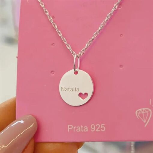 Per003 - Personalizado Pingente Medalha Coração Vazado Com Nome