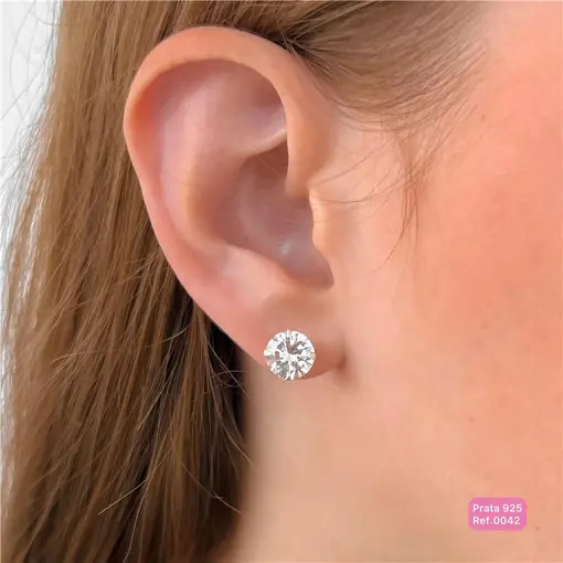 Cy0042 - Brinco Clássico Zircônia 8mm Cristal