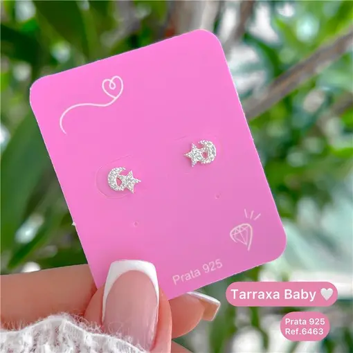 Cy6463 - Brinco Lua E Estrela Cravejada Com Tarraxa Baby