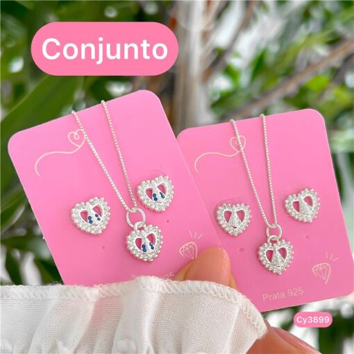 Cy3899 - Conjunto Colar 45Cm +  Brinco Nossa Senhora Aparecida
