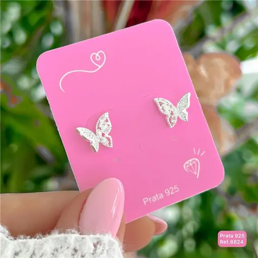 Cy6824 - Brinco Borboleta Cravejada 11mm