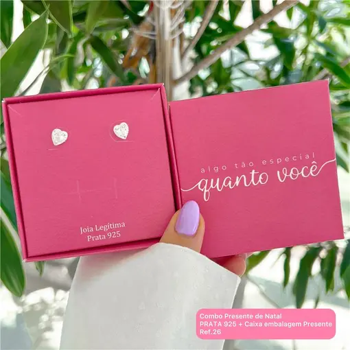 Cy26 - Combo Presente De Natal Brinco Coração Cristal Zircônia V