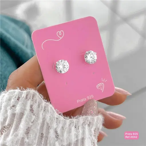 Cy0042 - Brinco Clássico Zircônia 8mm Cristal