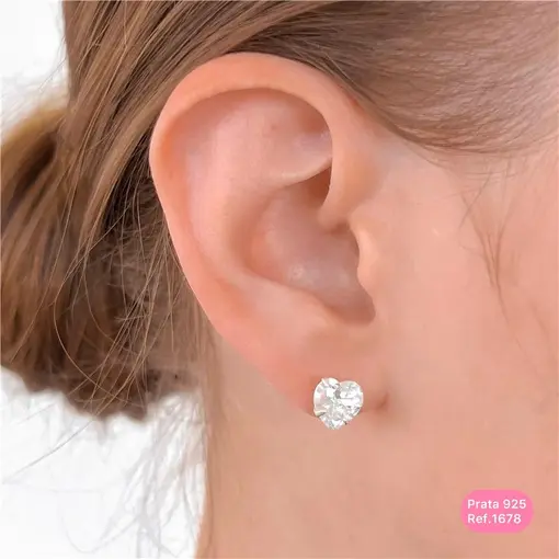 Cy1678 - Brinco Zircônia Coração 8Mm