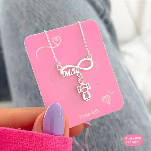 Cy5655 - Colar 45Cm Canga Infinito Mãe De Menina