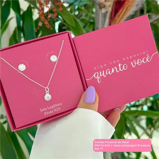 Cy17 - Combo Presente De Natal Conjunto Cristal Colar 45Cm Venez