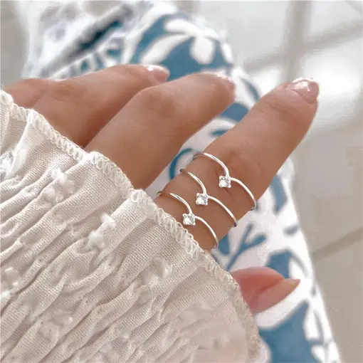 Cy6792 - Anel V Cristal Zircônia 3mm