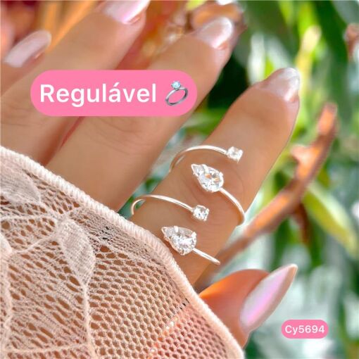 Cy5694 - Anel Regulável Gota Zircônias