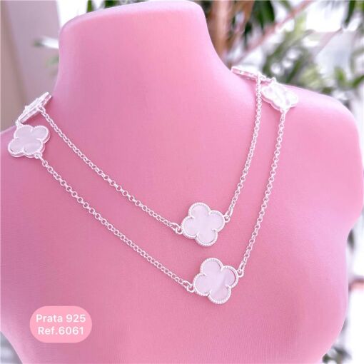 Cy6061 - Colar Van Cleef 45Cm Elo Cadeado 3 Trevos 15Mm
