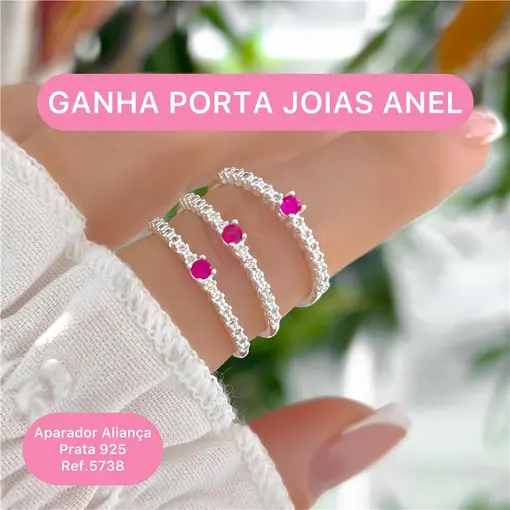 Cy5738 - Anel Solitário Zircônia 3Mm Com Aro Cravejado Ganha Por