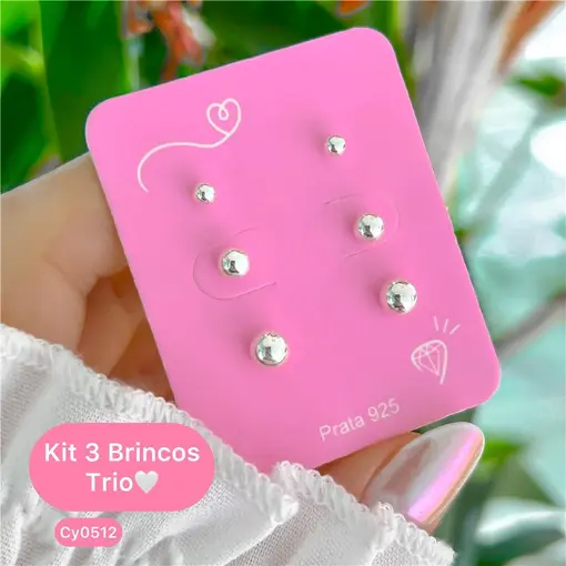 Cy0512 - Trio Brinco Bolinhas 3Mm,4Mm E 5Mm