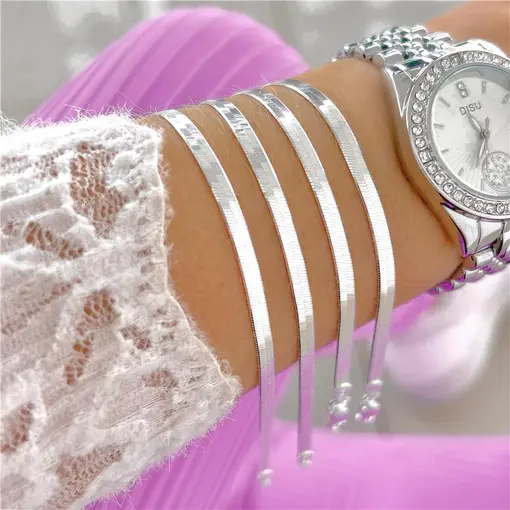 Cy5850 - Pulseira Fita Laminada Diamantada 18cm