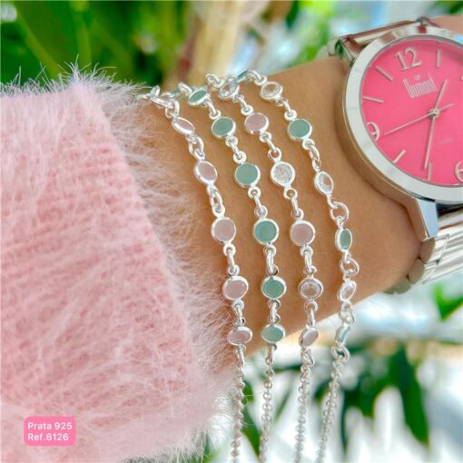 Cy6126 - Pulseira 18Cm Elo Portugues Com 7 Zircônia 5Mm