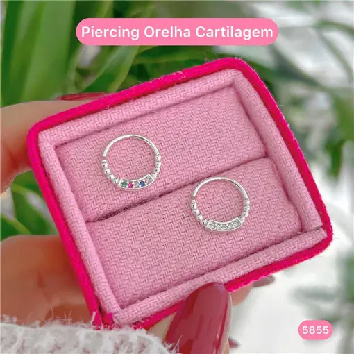 Cy5855 - Piercing Orelha Cartilagem Cravejado Zircônia E Bolinha