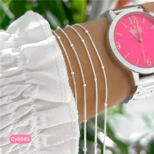 Cy0085 - Pulseira 18Cm Veneziana Com Bolinhas 2Mm
