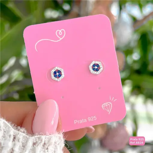 Cy6828 - Brinco Geométrico 7mm Cravejado