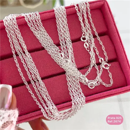 Cy2674 - Colar 45Cm Elo Cadeado Duplo 2Mm