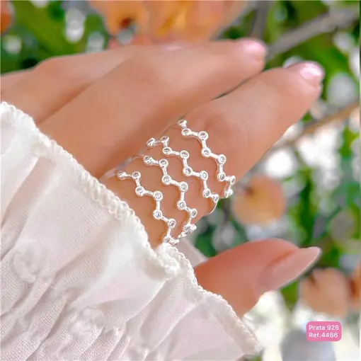 Cy4466 - Anel Trabalhado Cristais Zircônias