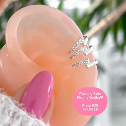 Cy5899 - Piercing Fake Fixo Orelha Cravejado Zircônias