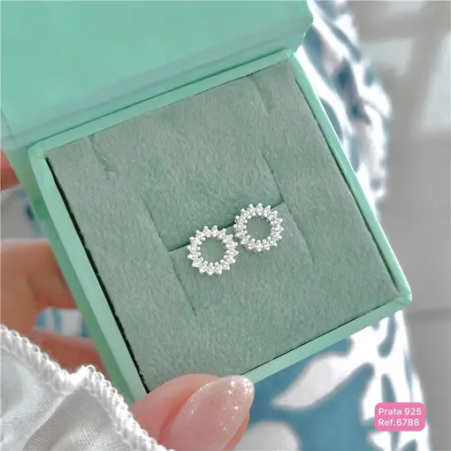 Cy6788 - Brinco Círculo Cravejado Cristais