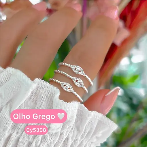 Cy5308 - Anel Olho Grego Cravejado Zircônias