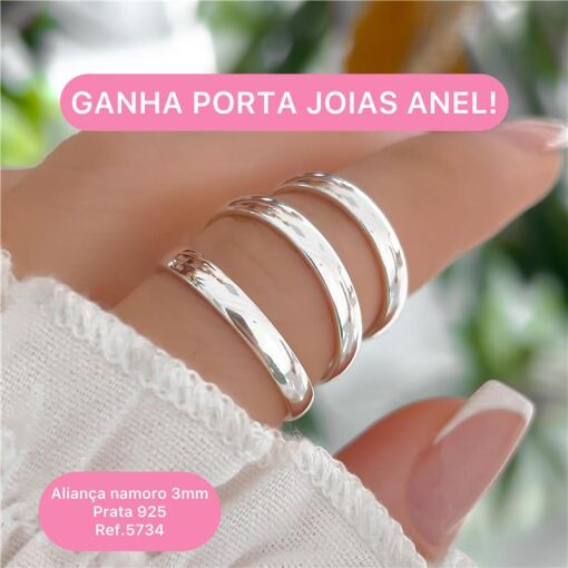 Cy5734 - Aliança 3Mm Lisa Ganha Porta Anel Veludo