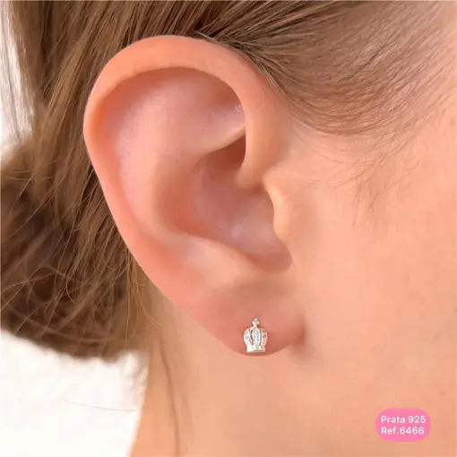 Cy6466 - Brinco Coroa Rainha Com Zircônia Tarraxa Baby