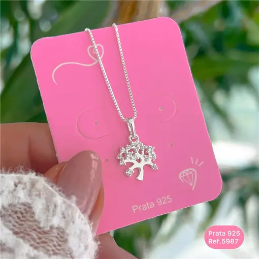 Cy5987 - Pingente Árvore Da Vida Com Petálas Em Zircônia