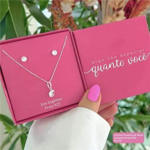 Cy56 - Combo Presente De Natal Conjunto Colar 45cm Pingente 7mm