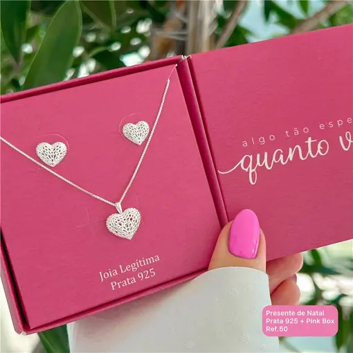 Cy50 - Combo Presente de Natal Conjunto Coração Renda Italiana C