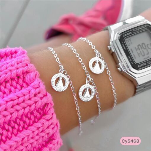 Cy5468 - Pulseira Elo Português 18Cm Medalha Nossa Senhora Apare