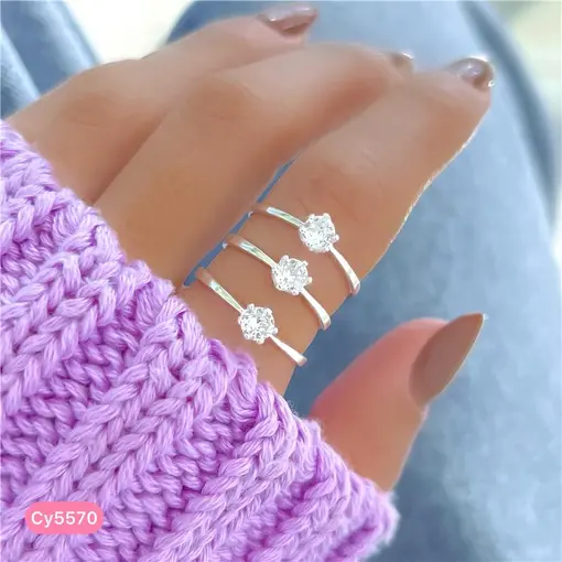 Cy5570 - Anel Solitário Zircônia 5mm Clássico