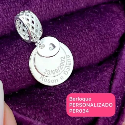 Per034 - Personalizado Berloque Com 3 Gravações Coração
