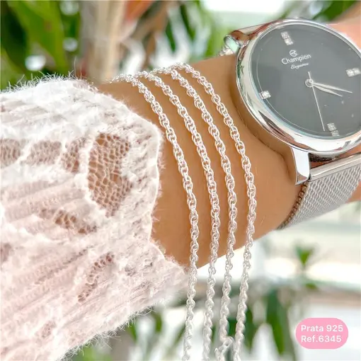 Cy6345 - Pulseira Elo Cadeado Duplo Linha Luxo 18cm