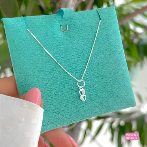 Cy5312 - Pingente Coração Duplo Cristais Zircônias Cravejado