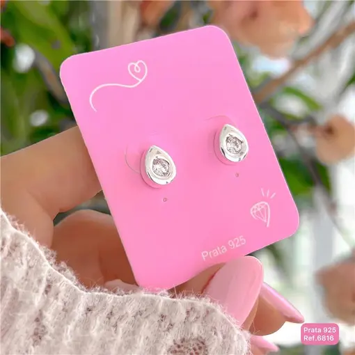 Cy6816 - Brinco Gota 9mm Lisa Com Zircônia 4mm