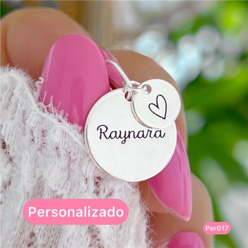 Per017 - Personalizado Pingente Medalha Dupla Coração
