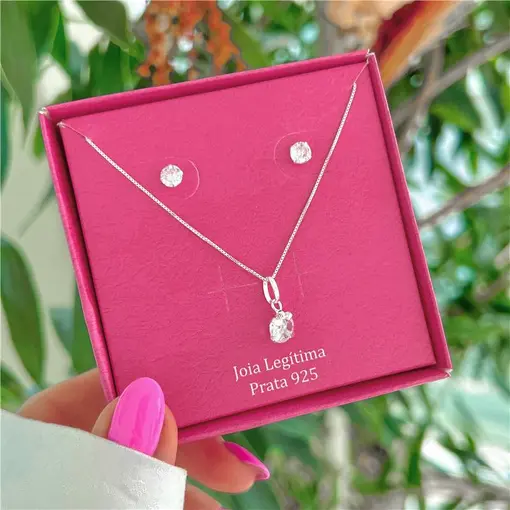 Cy56 - Combo Presente De Natal Conjunto Colar 45cm Pingente 7mm