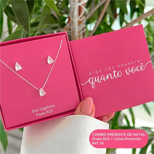 Cy19 - Combo Presente De Natal Conjunto Cristal 45Cm Pingente E