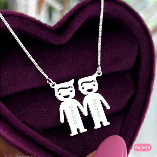 Per045 - Personalizado Colar 45Cm Casal Filhos