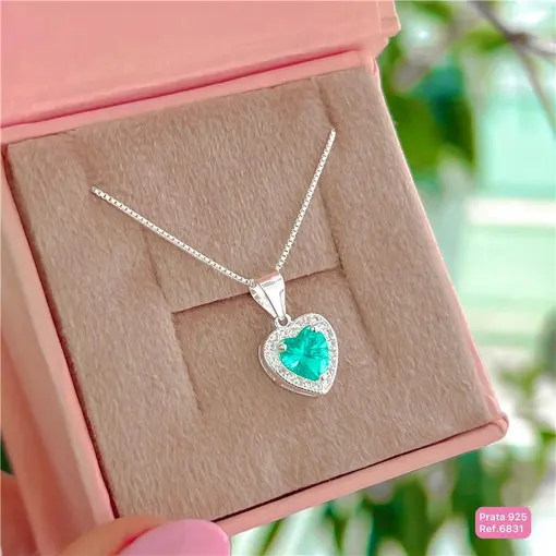 Cy6831 - Pingente Coração Turmalina Volta Cravejada Cristais