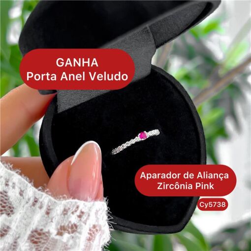 Cy5738 - Anel Solitário Zircônia 3Mm Com Aro Cravejado Ganha Por